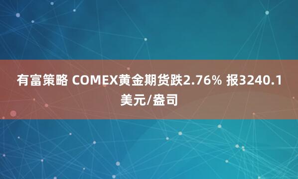 有富策略 COMEX黄金期货跌2.76% 报3240.1美元/盎司