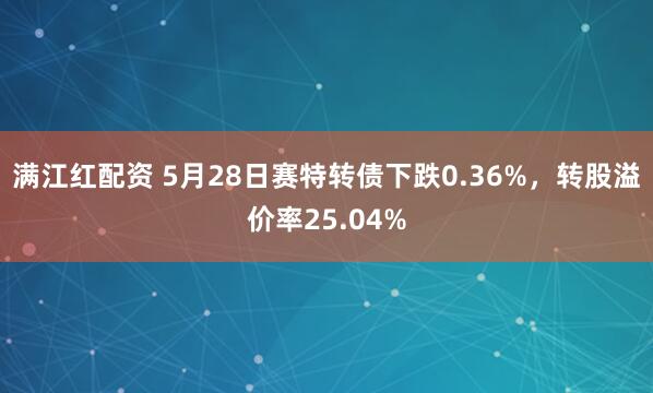 满江红配资 5月28日赛特转债下跌0.36%，转股溢价率25.04%