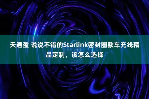 天通盈 说说不错的Starlink密封圈款车充线精品定制，该怎么选择